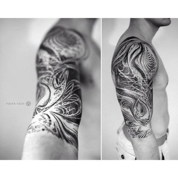 Curve Abstract Shoulder Tattoo