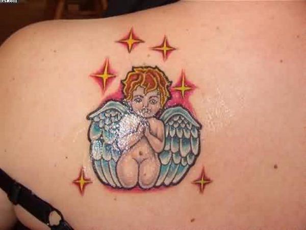 Cute Baby Angel Praying Tattoo