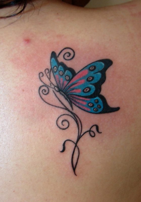 Cute Blue Butterfly Tattoo