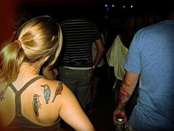 Cute Colored Birds Shoulder Tattoo