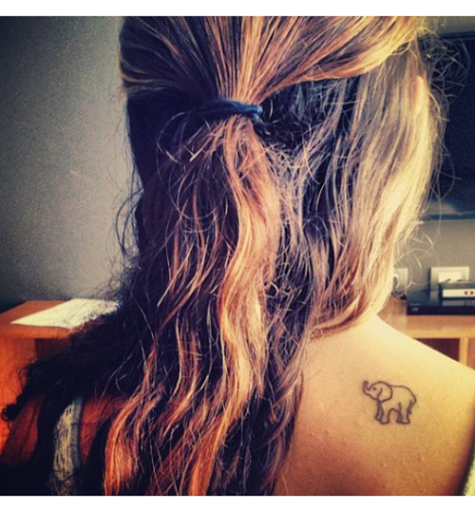 Cute Elephant Shoulder Blade Tattoo