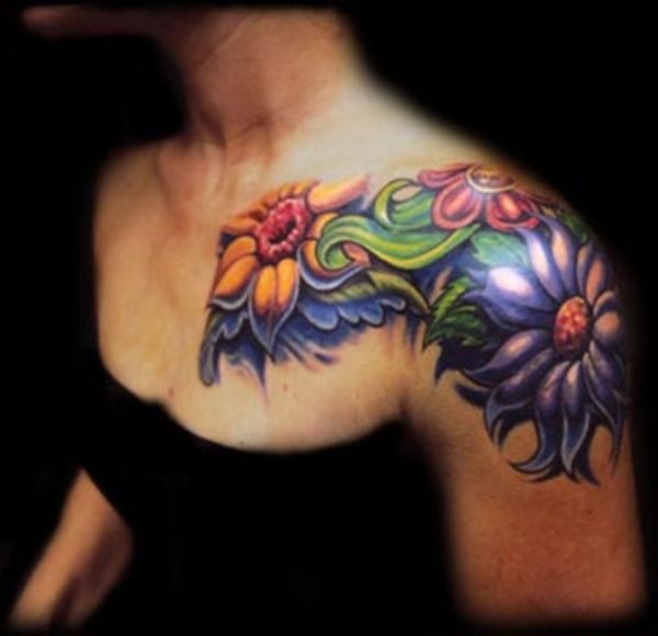 Cute Flower Tattoo On Sholder