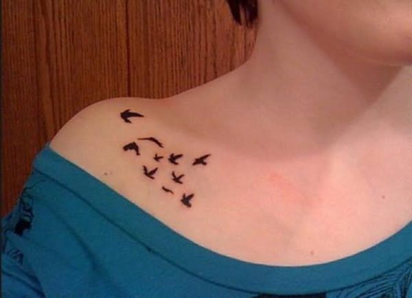 Cute Flying Birds Shoulder Tattoo Design