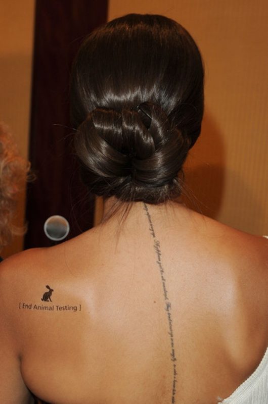Cute Lettering Tattoo On Shoulder Back