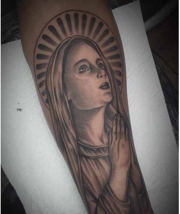 Cute Mary Shoulder Tattoo