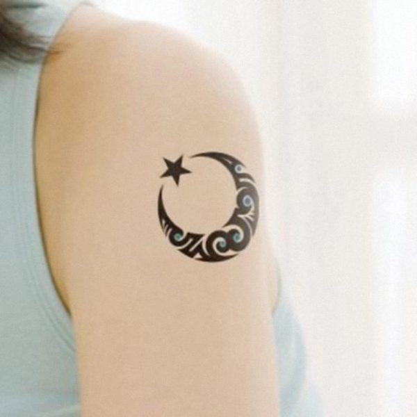 Cute Moon And Star Tattoo