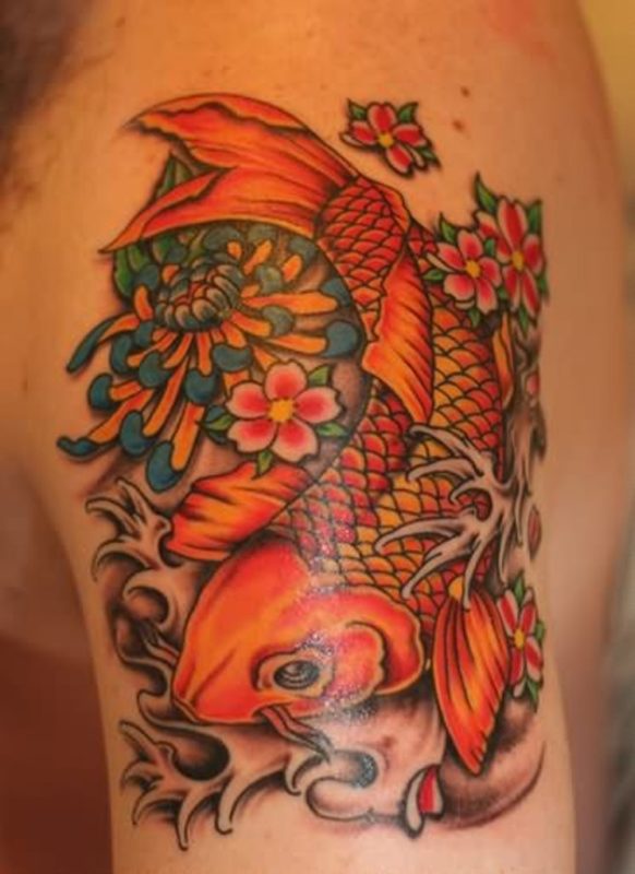 Cute Orange Fish Tattoo