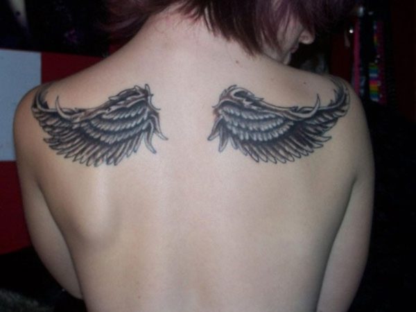 Cute Wings Tattoo On Both Shoulder
