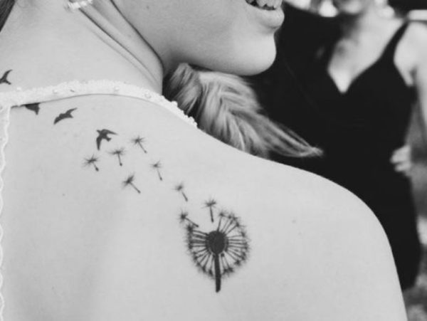 Dandelion And Birds Shoulder Tattoo