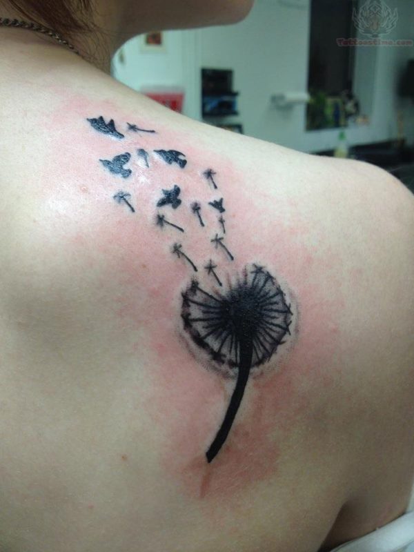 Dandelion Birds Shoulder Tattoo