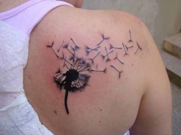 Dandelion Blow Flower Tattoo Design