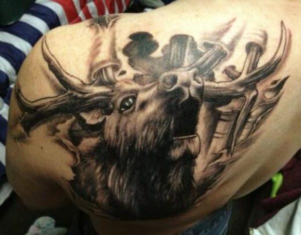 Dear Hunting Tattoo On Shoulder