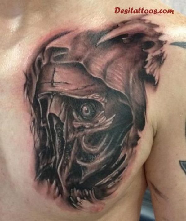 Demon Rip Skin Tattoo