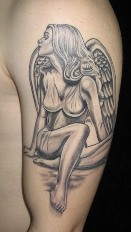 Designer Angel Shoulder Tattoo