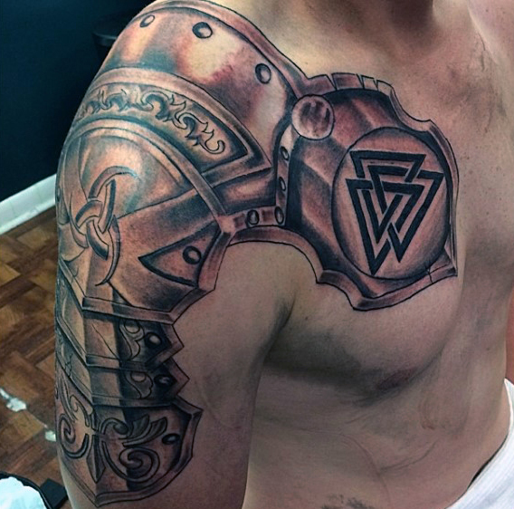 Designer Armour Shoulder Tattoo