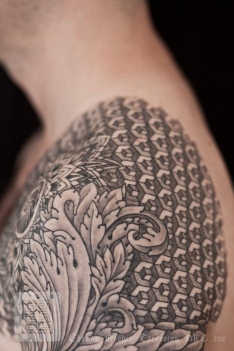 Designer Flower Geometric Tattoo