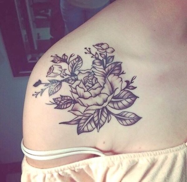 Designer Roses Shoulder Blade Tattoo