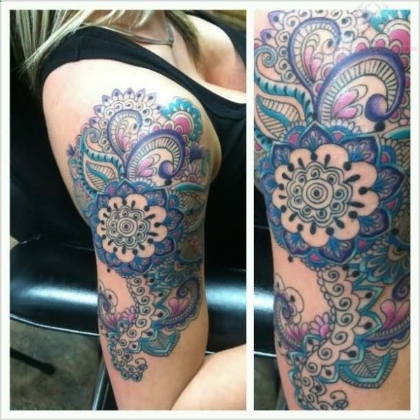 Designer Shoulder Half Sleeves Tattoo