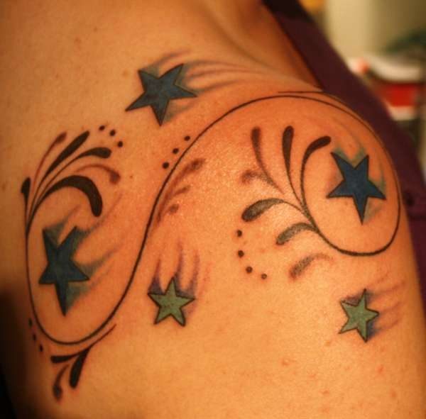 Designer Stars Shoulder Tattoo For Women