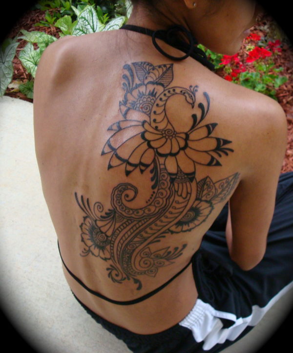 Designer Tattoo On Back Shoulder