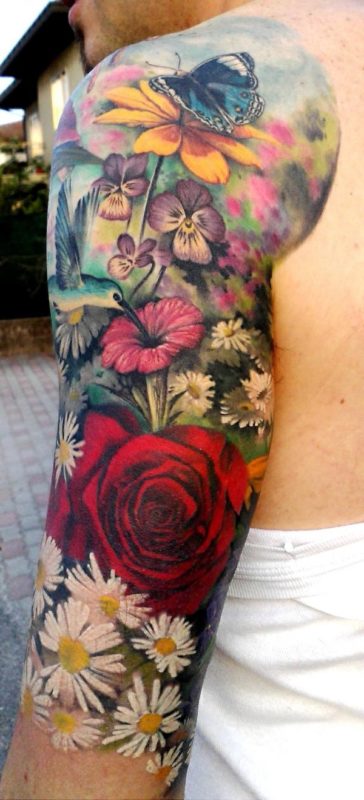 Designer Vintage Flower Tattoo