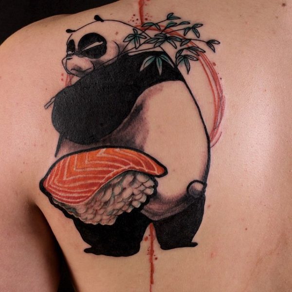 Disturbed Panda Shoulder Blade Tattoo