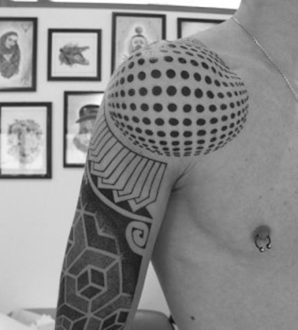 Dots And Line Geometric Tattoo