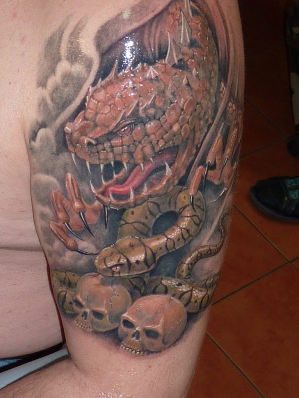 Dragon And Skull Tattoo