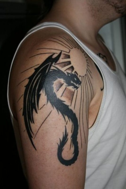Dragon And Sun Tattoo