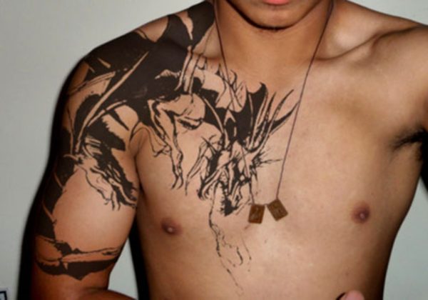 Dragon Tattoo On Front Shoulder