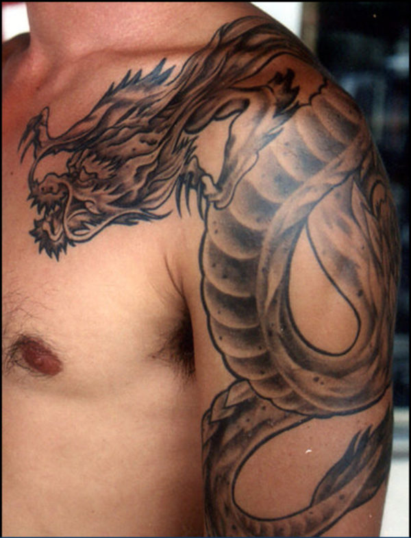 Dragon Tattoo On Left Shoulder