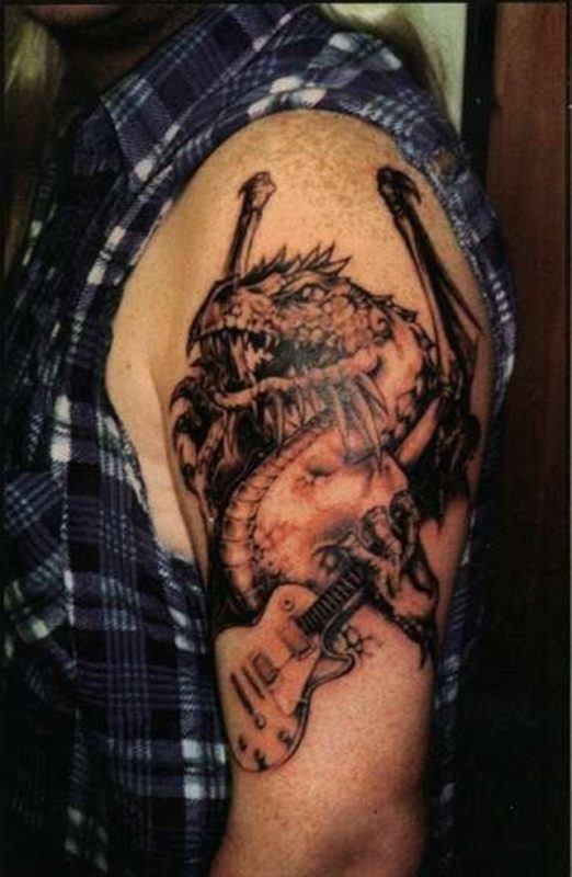 Dragon With Guitar Tattoo