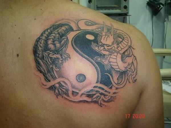 Dragon Yin Yang Shoulder Tattoo