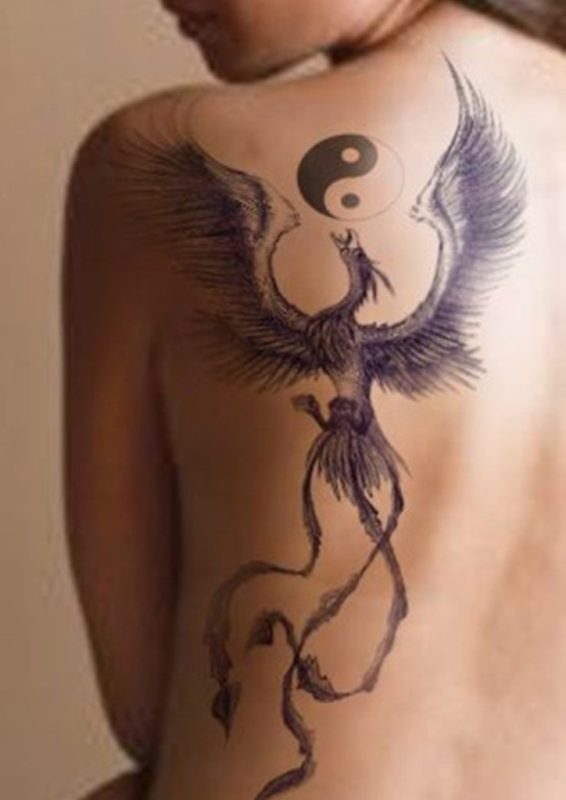 Dragon Yin Yang Tattoo On Shoulder Back