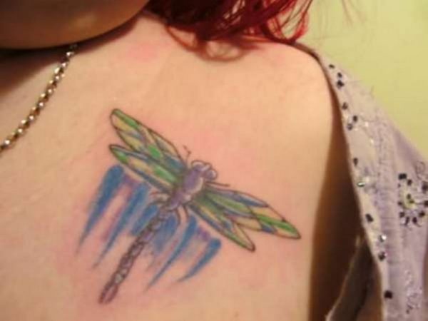 Dragonfly Shoulder Women Tattoo Design