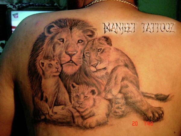 Dramatic Lion Family Tattoo