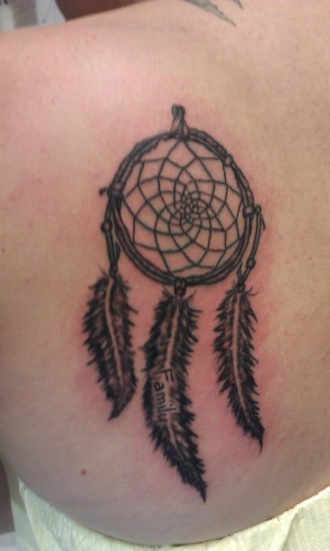 Dream Catcher Back Shoulder Tattoo