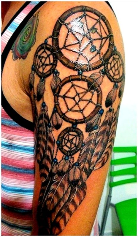 Dream Catcher Design Tattoo On Girl Shoulder