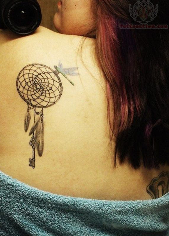 Dream Catcher Tattoo On Back Shoulder
