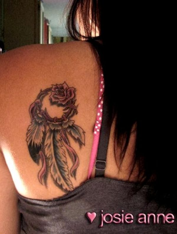 Dream Catcher Tattoo On Girl Shoulder