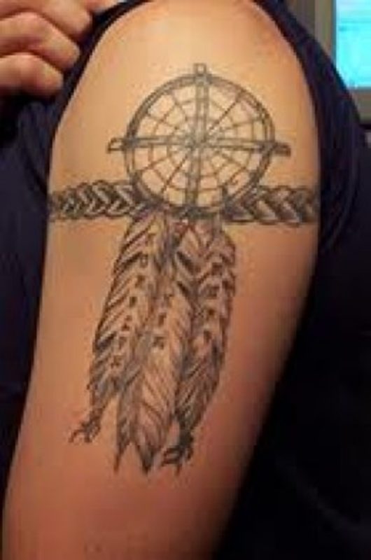 Dream Catcher Tattoo On Man Left Shoulder