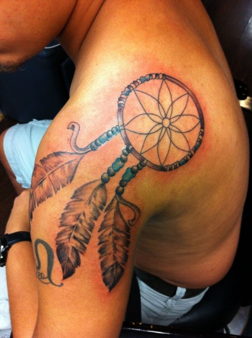 Dream Catcher Tattoo On Men Shoulder