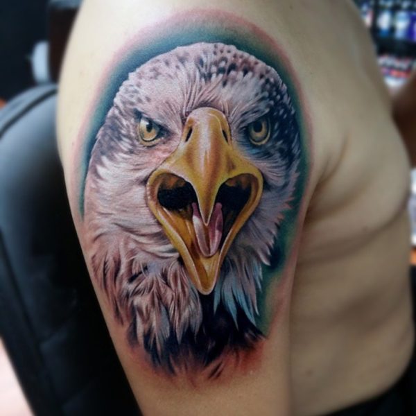 Eagle Head Tattoo On Shoulder