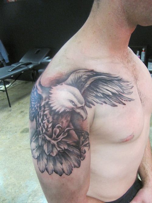 Eagle Wings Tattoo On Right Shoulder