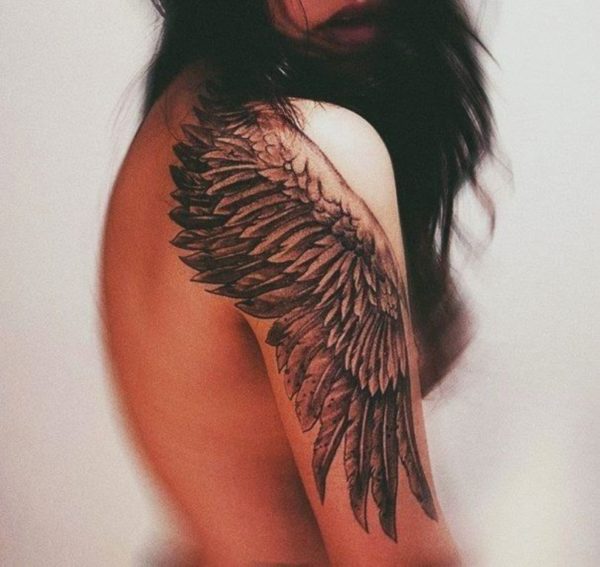 Eagle Wings Tattoo On Right Shoulder