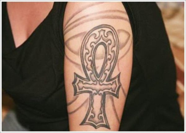 Egyptian Cross Shoulder Tattoo