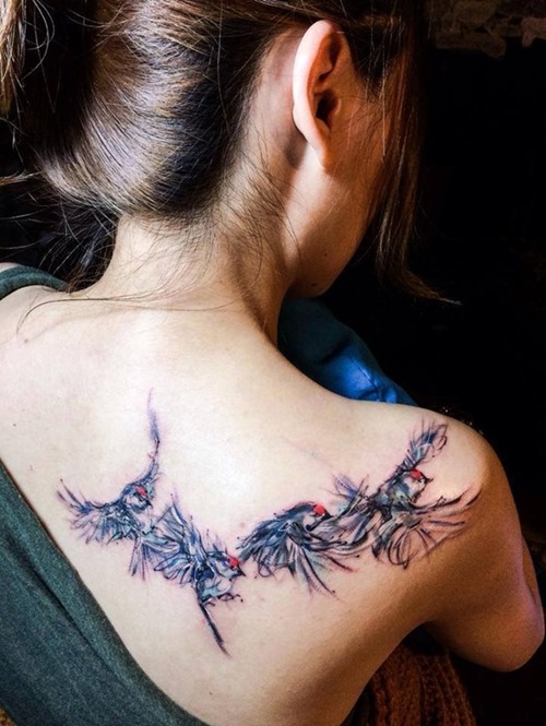 Elegant Bird Tattoo On Shoulder