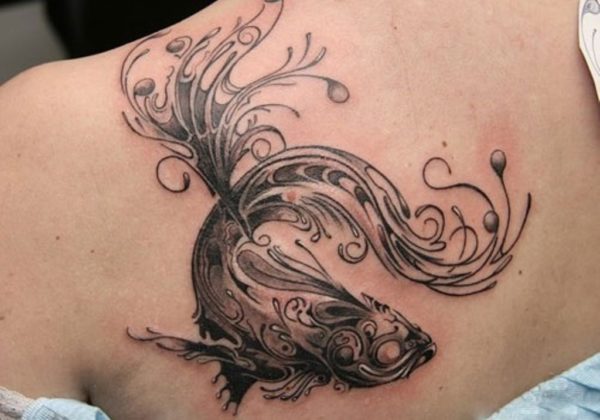 Elegant Black Fish Tattoo