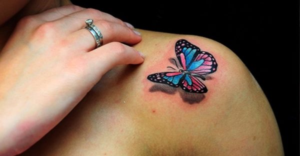 Elegant Butterfly Shoulder Tattoo