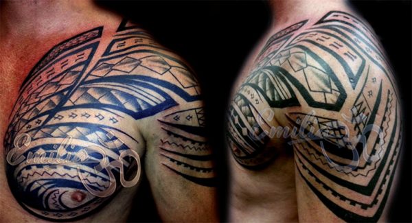 Elegant Design Samoan Tattoo On Shoulder